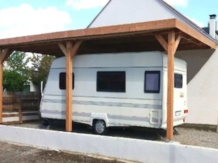 Douglas houten carport voor caravan aanbouw