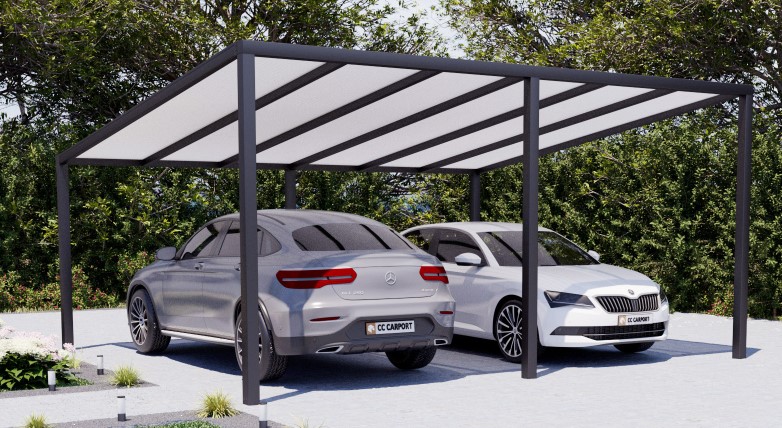 Dubbele Aluminium Carport met schuin dak