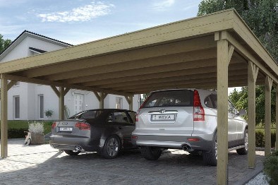 Dubbele carport in hout