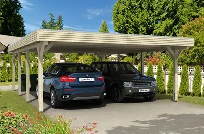 Dubbele carport met plat dak