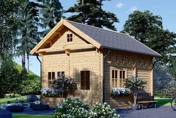 Groot houten tuinhuis AVIGNON (44 mm), 20 m² + 16 m²