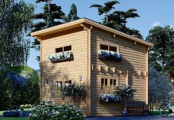 Groot houten tuinhuis AVIGNON F (44 mm), 20 m² + 16 m²