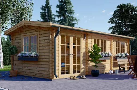 Groot houten tuinhuis ELEONORA (44 mm), 6,6x3 m, 20 m²