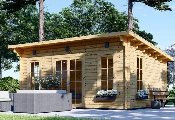 Groot houten tuinhuis ESSEX (44 mm), 5x4 m, 20 m²