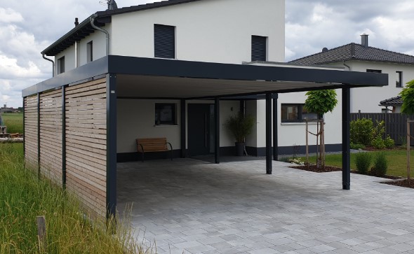 aluminium carport met houtafwerking