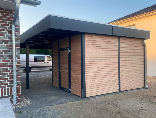 hout stalen carport met berging