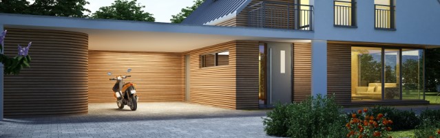 moderne aangebouwde carport met berging