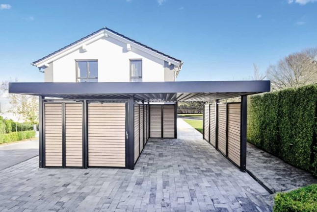 moderne stalen carport met berging