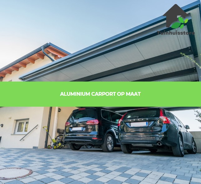 Een aluminium carport die volledig op maat gemaakt is voor een moderne en unieke uitstraling.