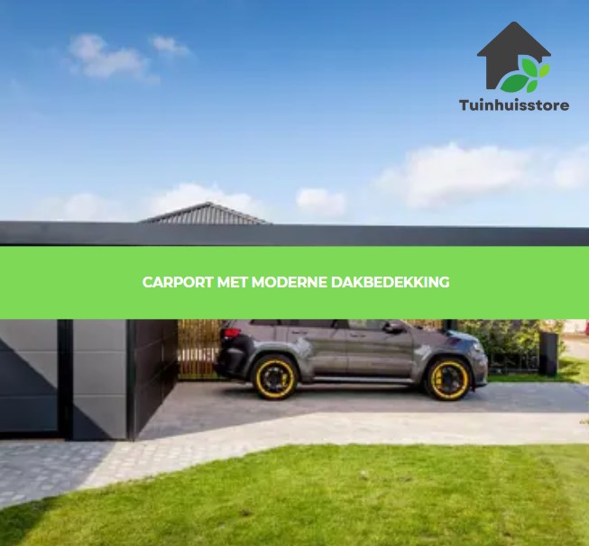 Een carport met eigentijdse dakbedekking zoals EPDM, polycarbonaat of metalen platen.