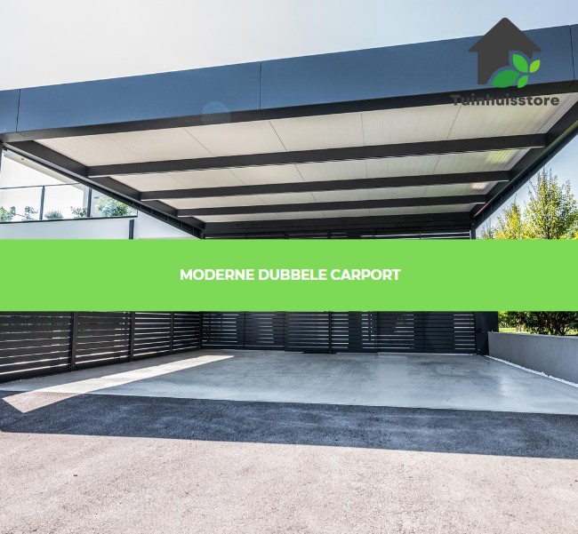 Een carport met eigentijdse dakbedekking zoals EPDM, polycarbonaat of metalen platen.