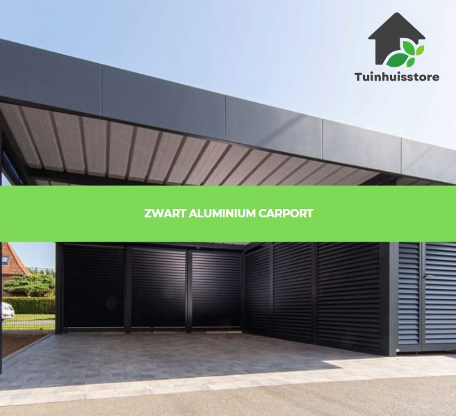 Een carport van zwart aluminium voor een strakke en moderne uitstraling.