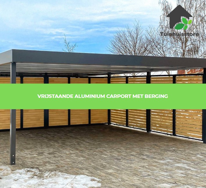 Vrijstaande Aluminium carport met berging