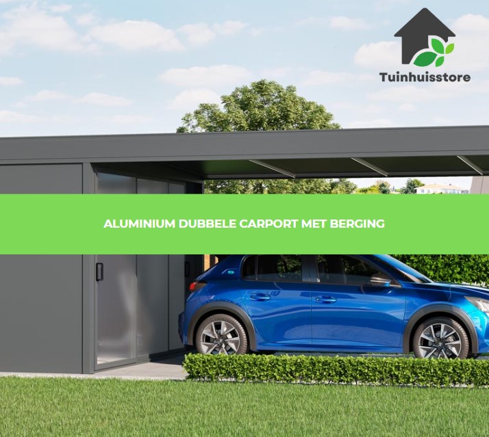 Een carport gemaakt van aluminium, bekend om zijn duurzaamheid, lichtgewicht en onderhoudsarme eigenschappen. Ideaal voor moderne ontwerpen en bestand tegen corrosie. Prijsindicatie: €5.000 - €8.000.