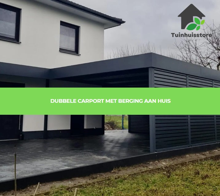 Een carport die direct tegen de gevel van de woning wordt geplaatst, waardoor er een overdekte verbinding ontstaat tussen de carport en het huis. Vereist een goede afstemming met de architectuur van het huis. Vergunning is vaak vereist, afhankelijk van de gemeente.