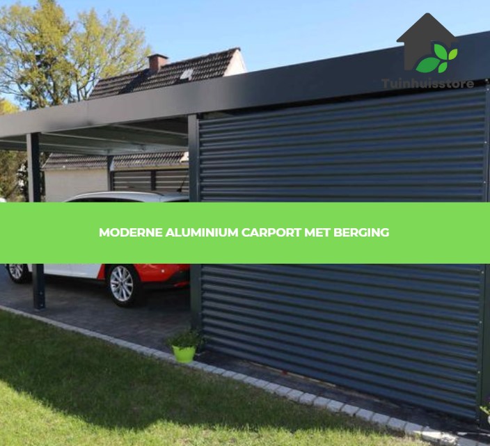 moderne Aluminium carport met berging met plat dak